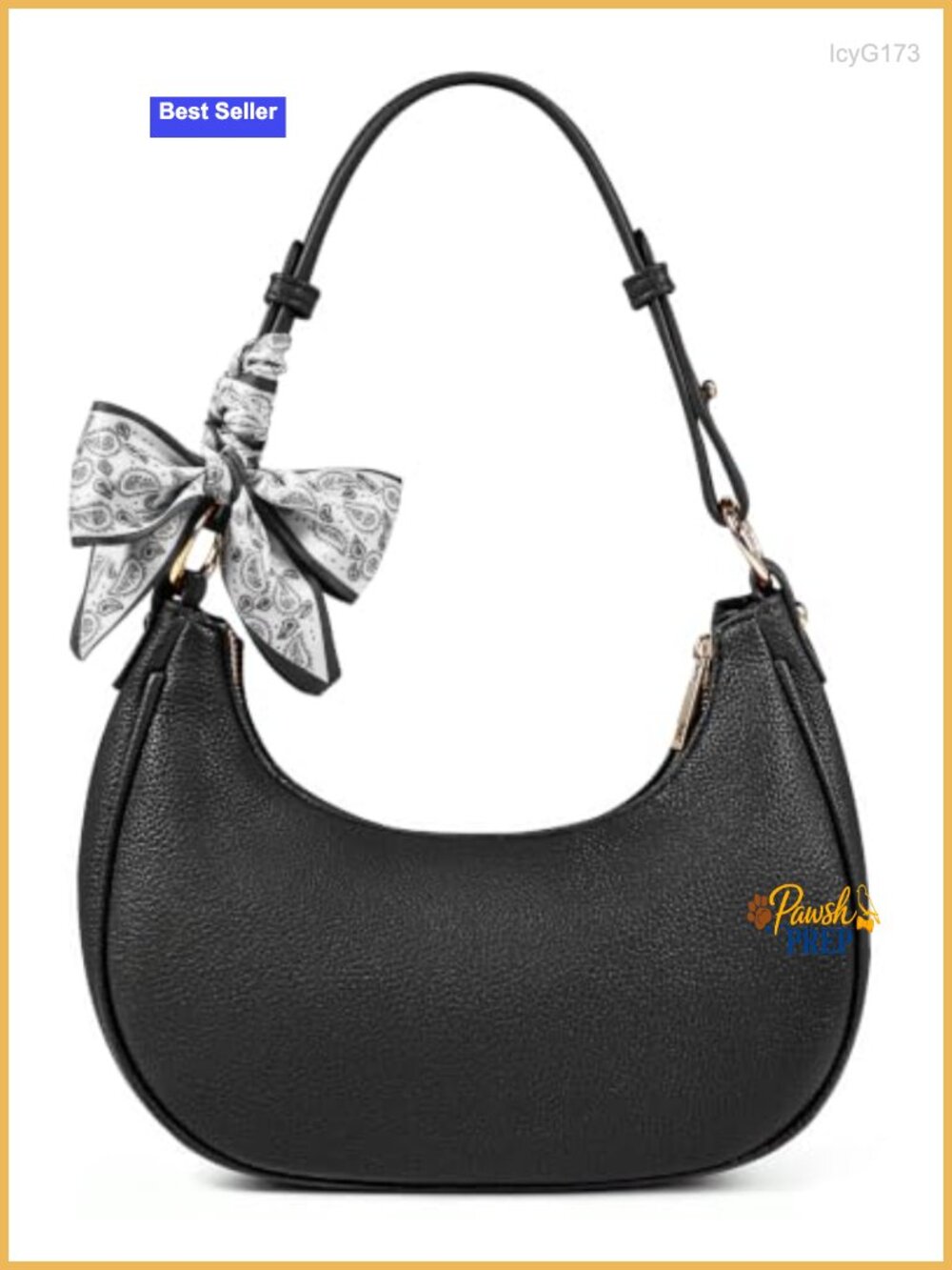 CHERUBEL Crescent Underarm Purse Faux Leather Shoulder Bag w/ Silk Scarf